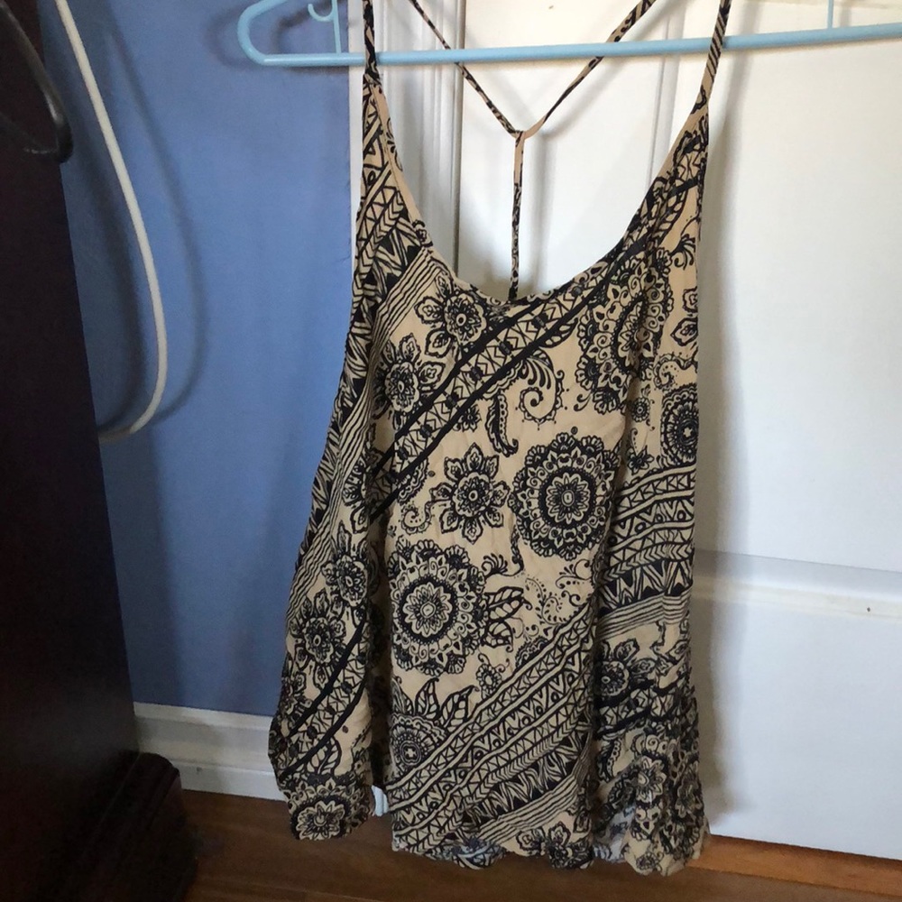 Brown and black flowy tank top